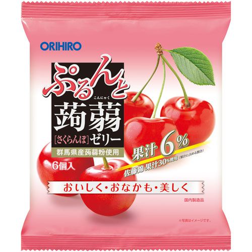 Thạch trái cây Orihiro Nhật Bản gói nhỏ 6 cái vị Cherry