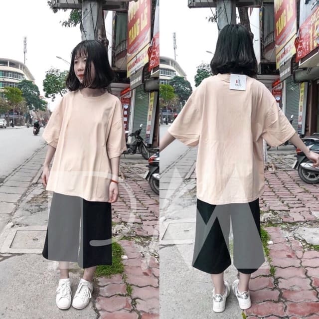 Sét áo phông trơn quần ống rộng HJ