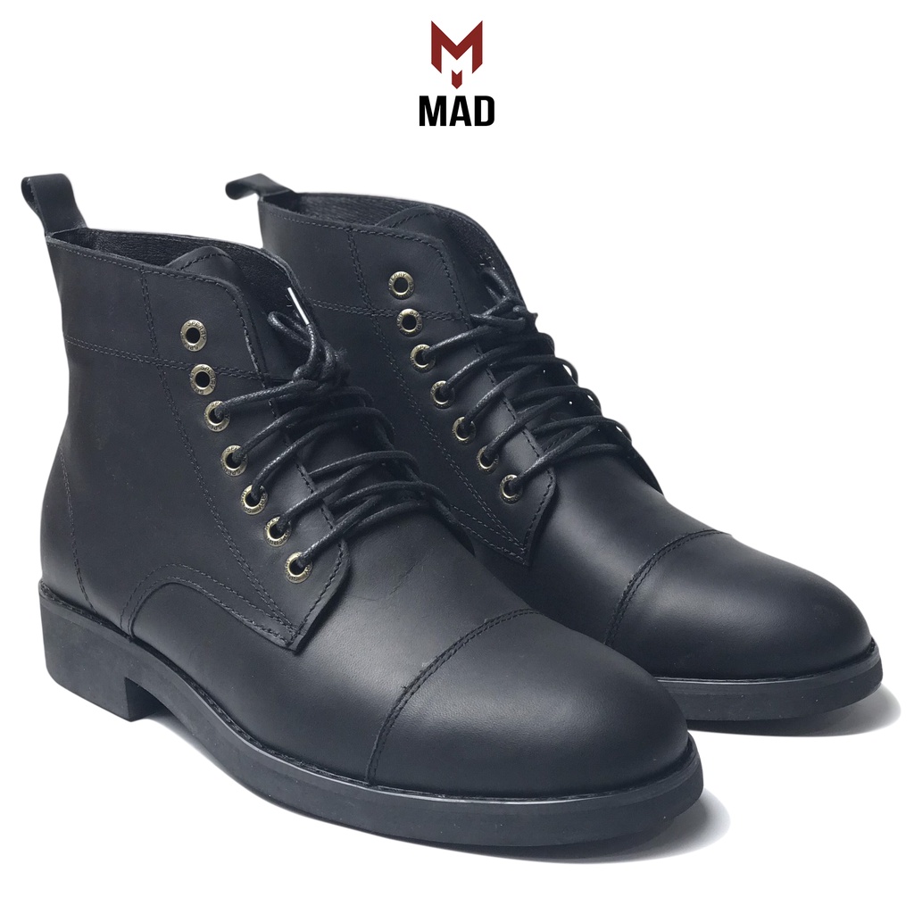 Giày cao cổ Vanguard Boots MAD Black nam da bò sáp ngựa điên cao cấp chính