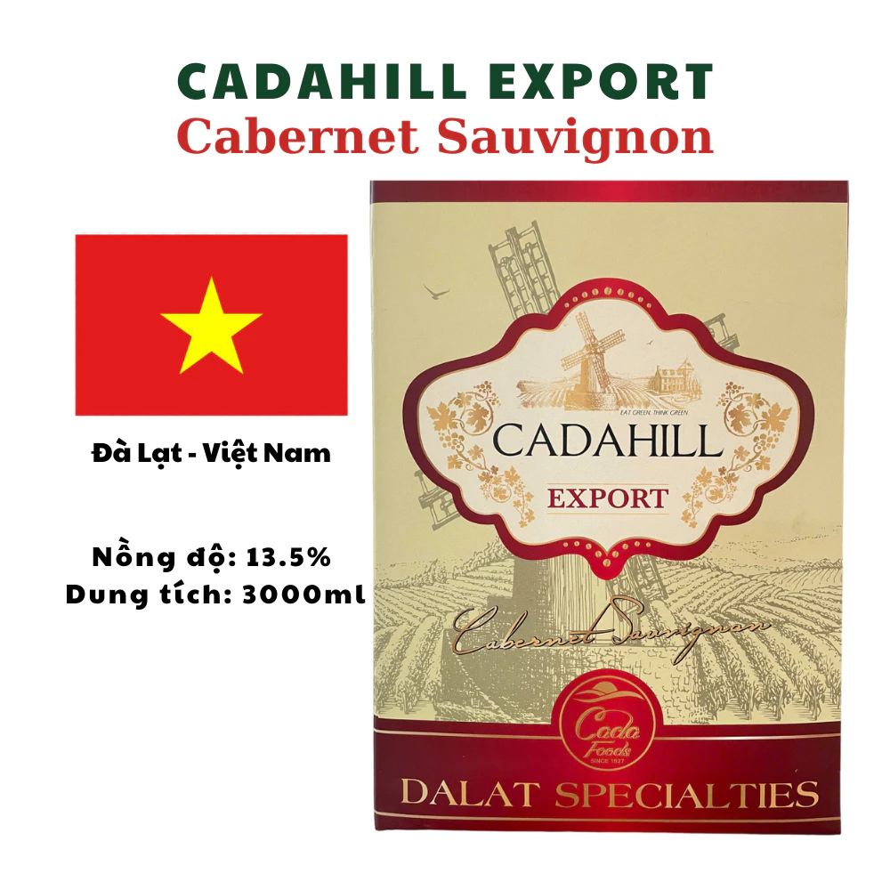 Vang bịch Cadahill Export Đỏ 3L
