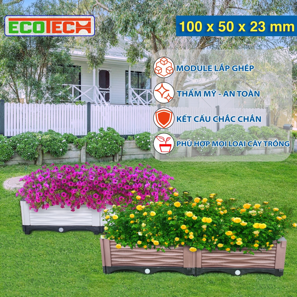 CHẬU GHÉP THÔNG MINH 100x50x23 Cm:Thẩm mỹ, kết cấu chắc, dễ lắp đặt, phù hợp mọi cây trồng đô thị.