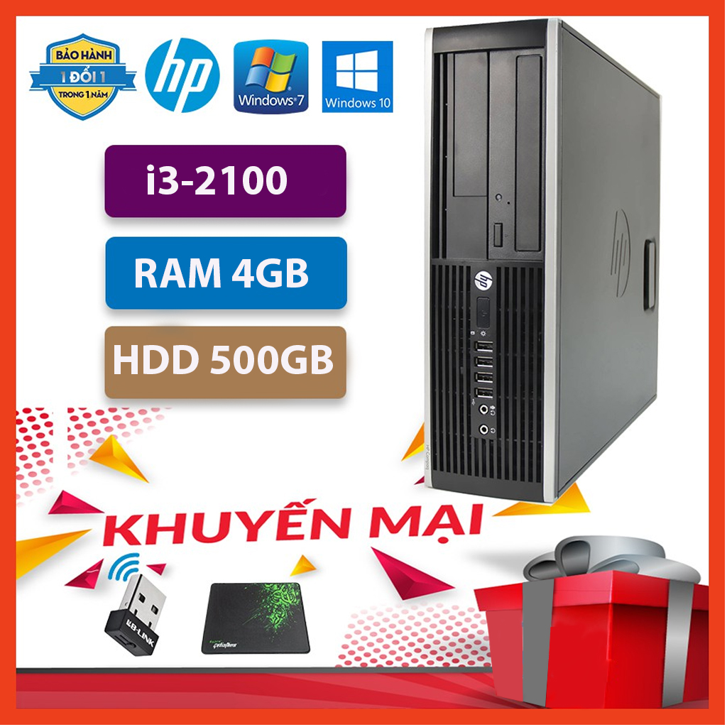 Cây máy tính để bàn HP 6200 Pro SFF (cpu Core i3 , RAM 4GB, HDD 500GB) - Tặng USB Wifi, bàn di chuột - Hàng Nhập Khẩu