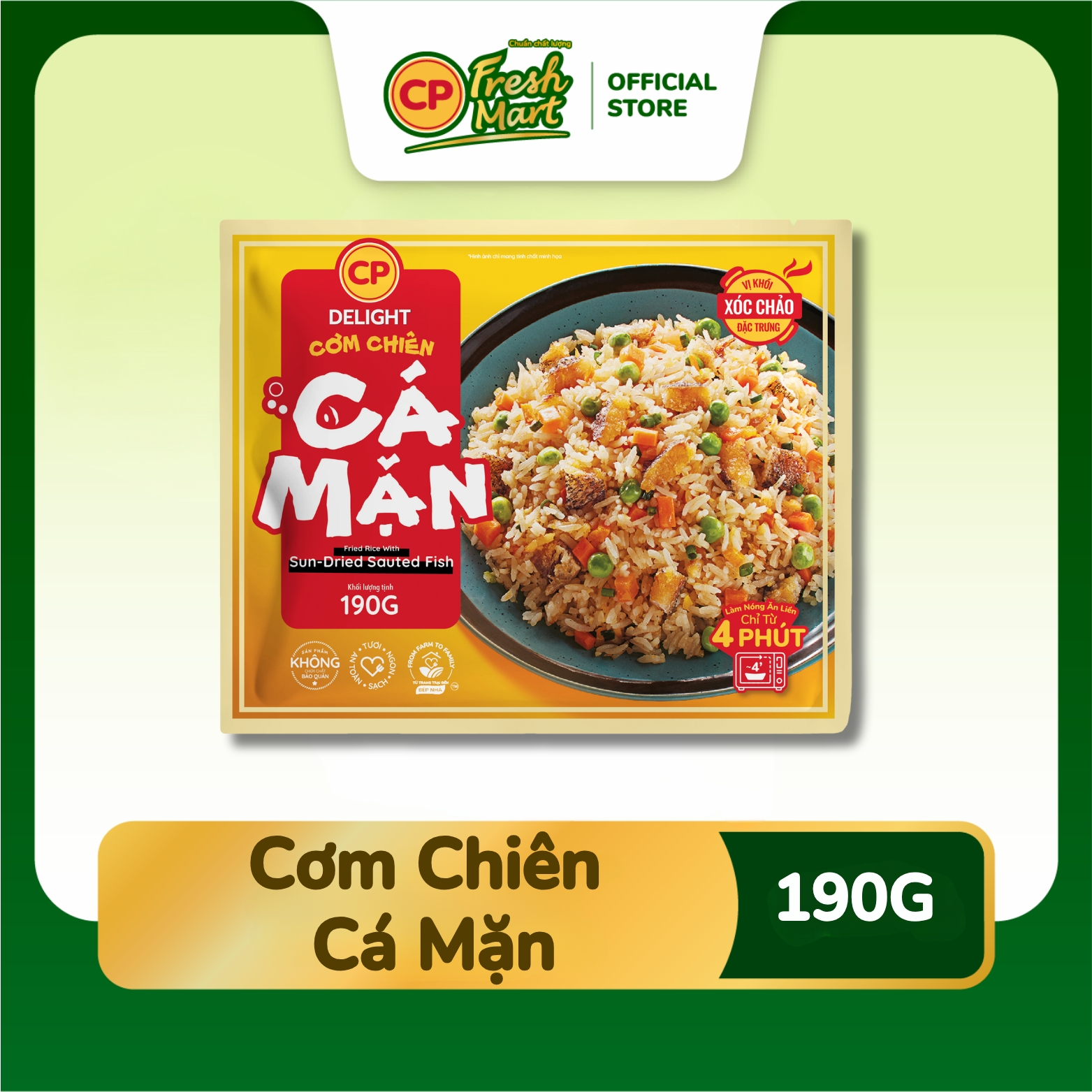 Cơm Chiên Cá Mặn CP Gói 190g - Ngon Tiện Lợi - Bữa Trưa Nhanh Gọn - CP Fresh Mart