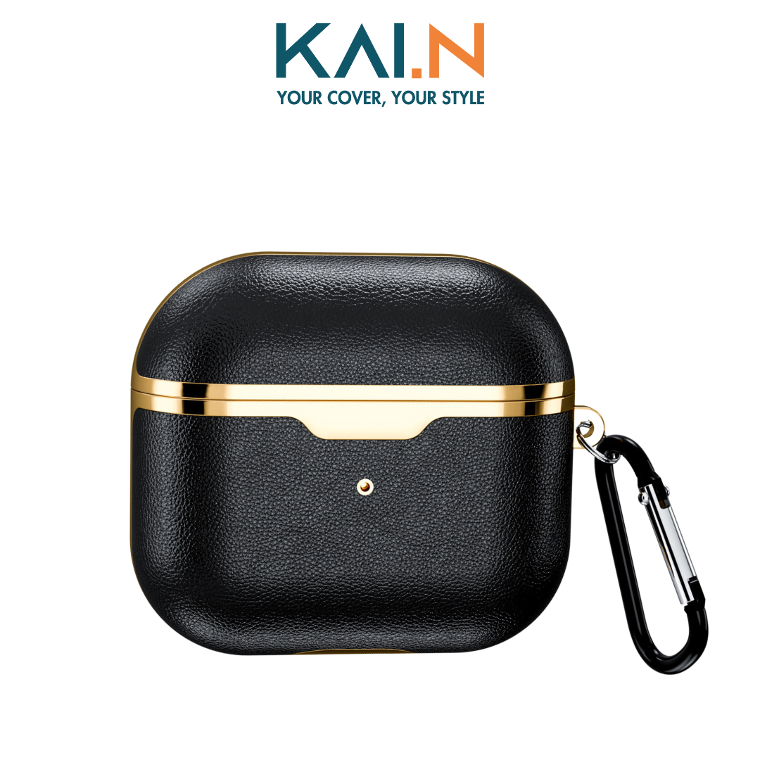 Ốp case bao da kai.n leather dành cho airpods pro 2, da siêu mềm, viền kim loại sang trọng - hàng chính hãng