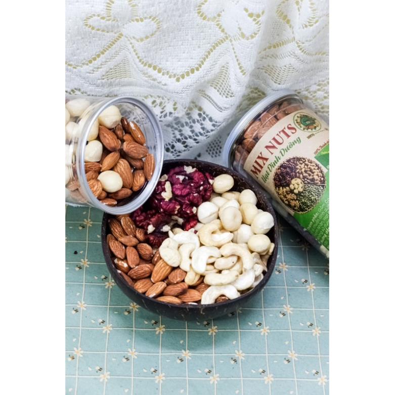 Hạt mix dinh dưỡng ta healthy food - hạt dinh dưỡng mix 4 hạt macca, óc chó đỏ, hạnh nhân, hạt điều dinh dưỡng hũ 500gr
