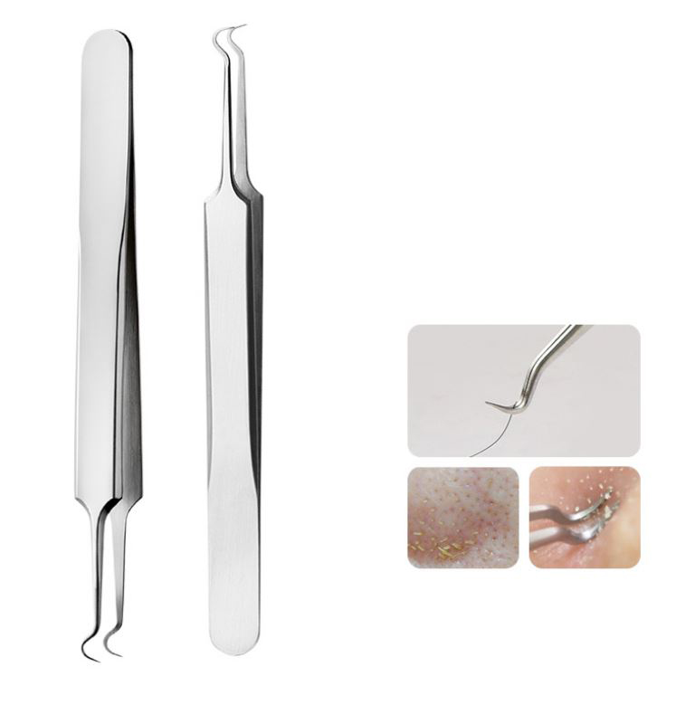 Nhíp gắp mụn bằng thép không gỉ đầu cong tiện dụng