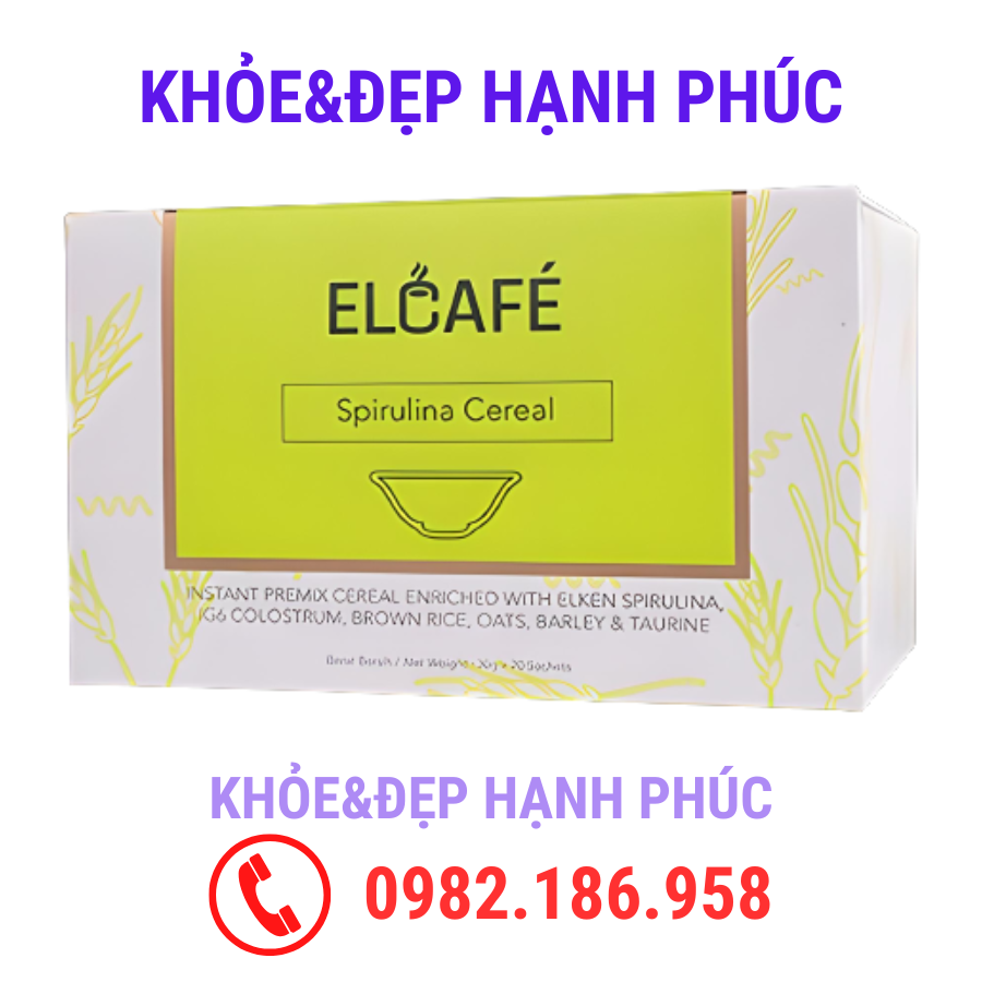 Date T9 24  Bột ngũ cốc ElCafe Spirulina Cereal - 20 gói hộp