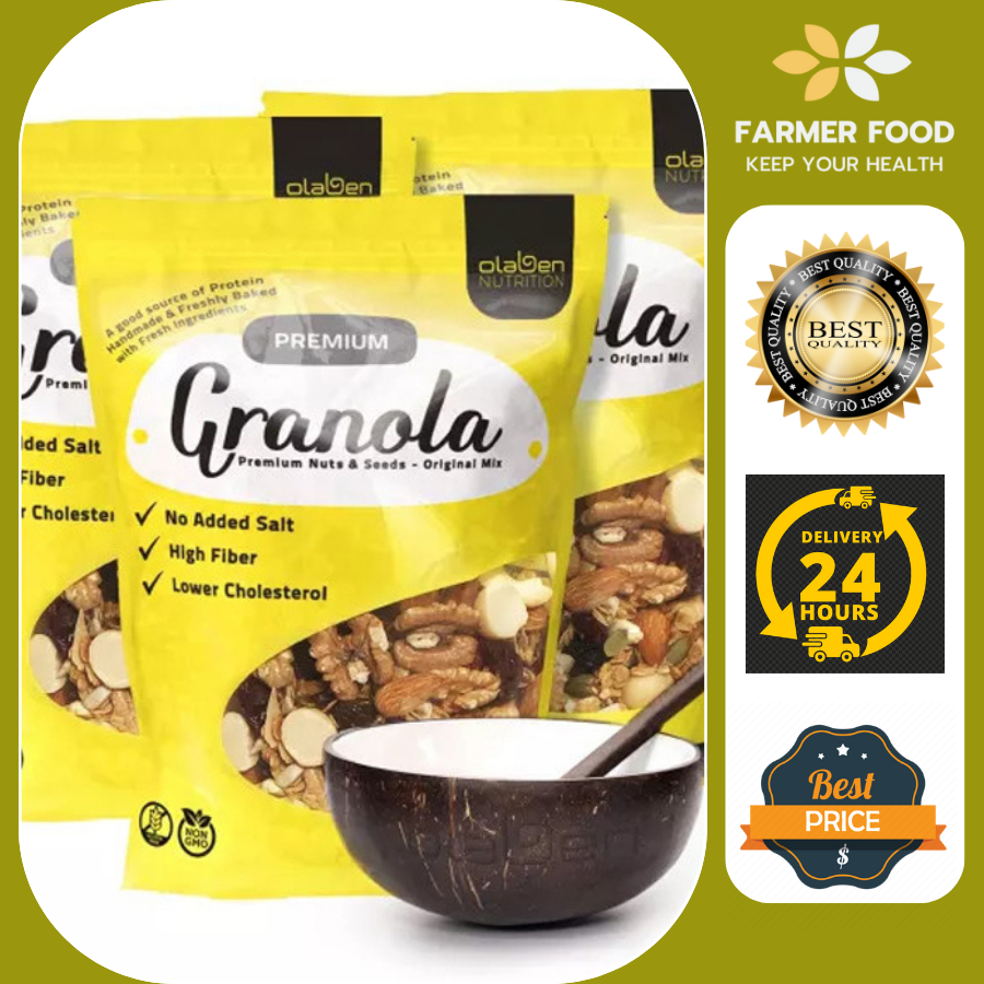 - Combo 03 Granola Olaben ngũ cốc dinh dưỡng giảm cân tặng 01 chén gáo dừa đẹp.