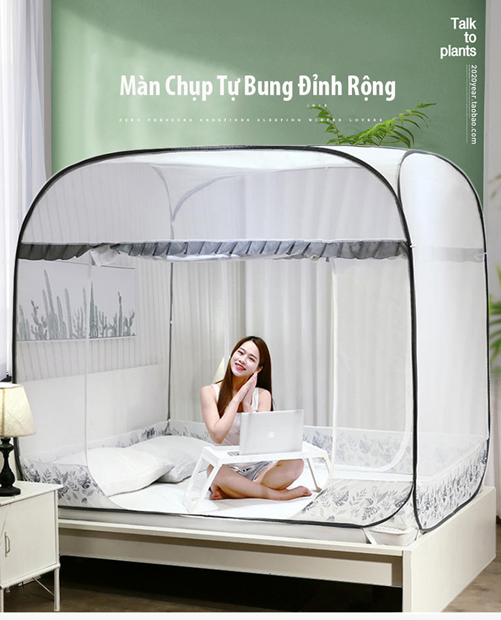 [Giá Gốc] Màn Chụp Tự Bung  - Hàng Việt Nam Loại Đỉnh Rộng - Có Viền Chân