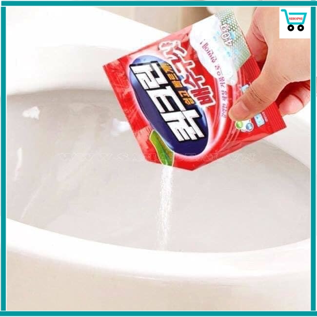 Hộp 5 gói thông tắc khử mùi cống - bồn cầu - bồn rửa mặt hương Chanh,  bột thông cống, hộp 5 gói thông cống đỏ