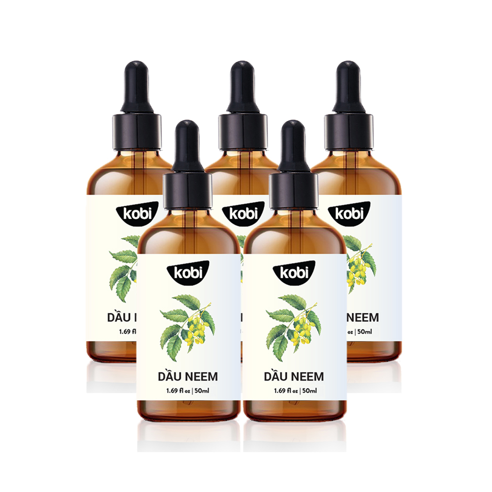 Dầu neem oil Kobi hữu cơ, nguyên chất, diệt bọ trĩ, nhện đỏ, rệp, sâu, bảo vệ hoa hồng, hoa lan, ép lạnh -5 chai 50ml