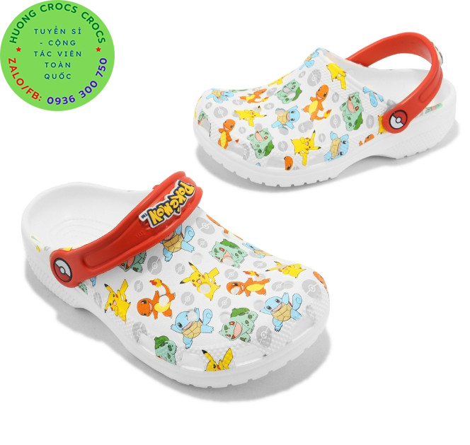Dép sục nhựa đi mưa crocs cho trẻ em hình pokemon