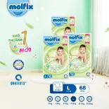 Combo 3 Tã Dán Thiên Nhiên Molfix Natural Super Jumbo S80/ M76/ L68/ XL60