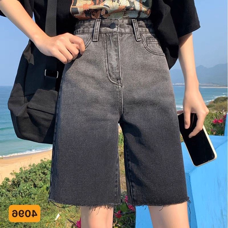 Quần jean ngố lửng nữ  from rộng lai cuốn  - quần jean ngố nữ lưng cao cá tính, thiết kế trẻ trung năng động thời trang Binstore94 MS1007