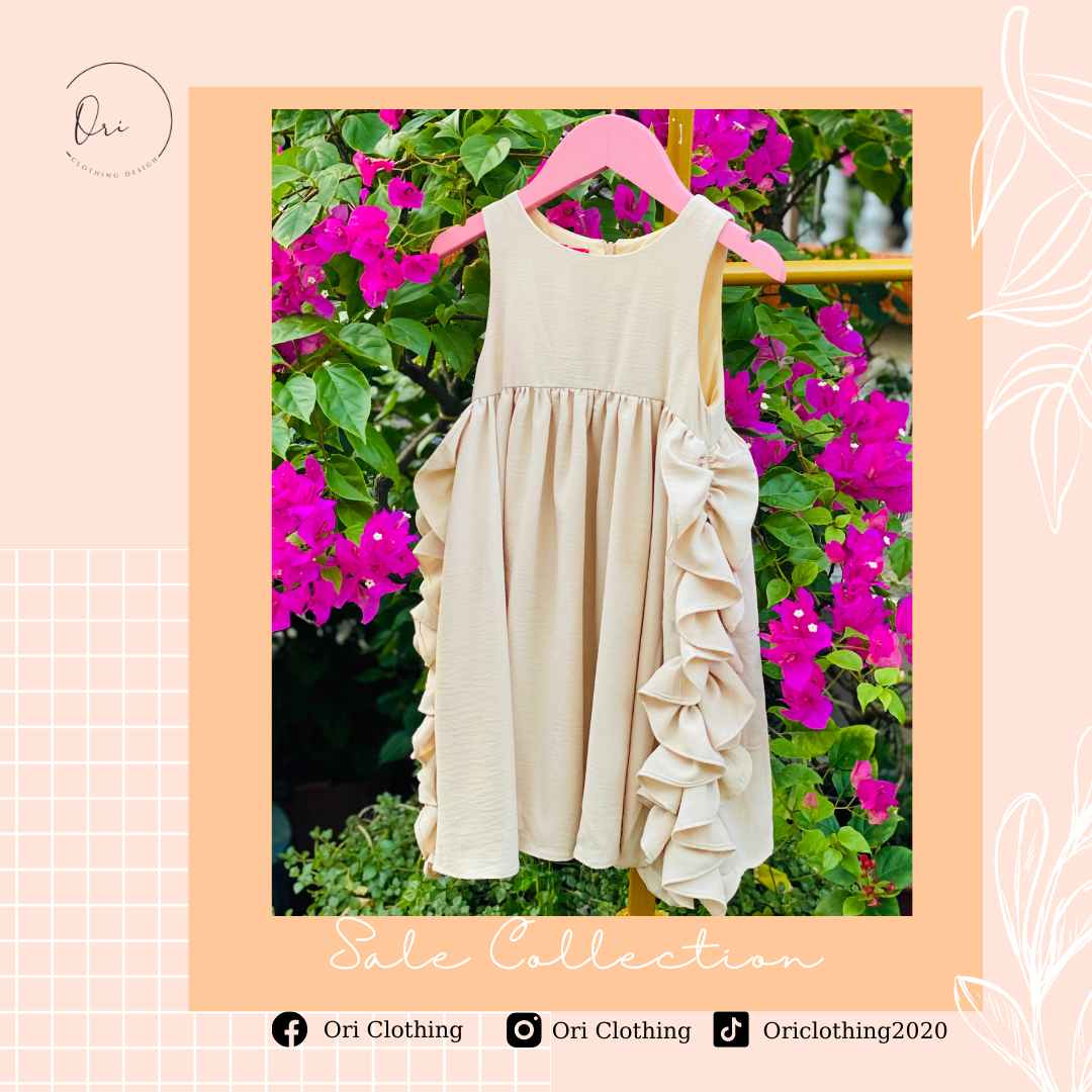 Váy bé gái từ 3 tuổi - 10 tuổi, dáng suôn, thiết kế bèo hai bên hông dịu dàng, váy thích hợp mặc ở nhà hoặc đi chơi, đi học