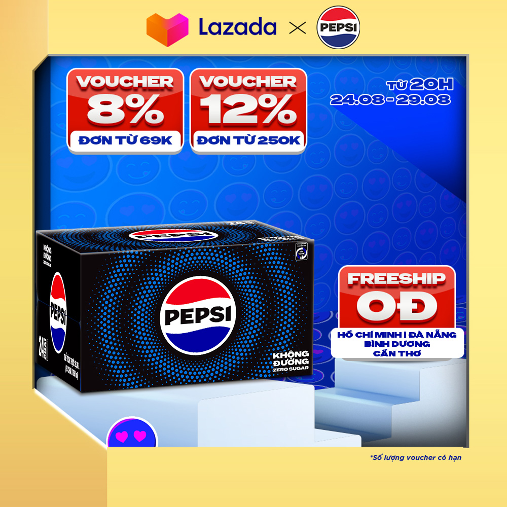 Thùng 24 chai nước ngọt có gaz pepsi không calo
