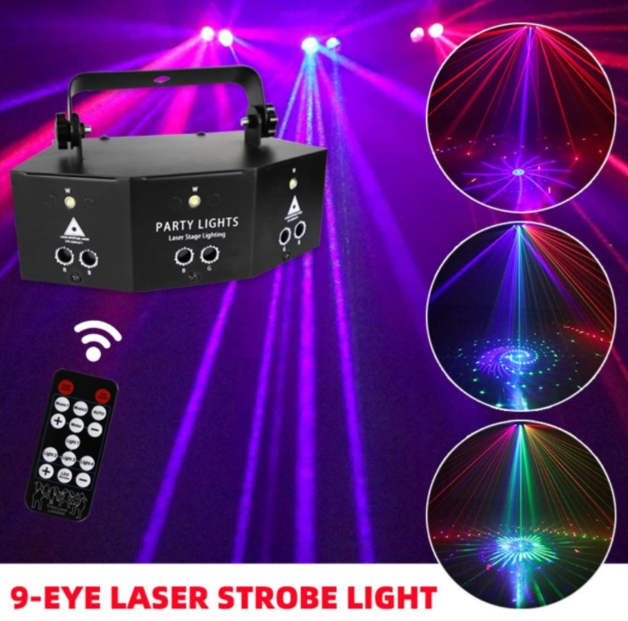 Đèn LASER cảm biến theo nhạc đèn vũ trường  đèn sân khấu đèn trang trí phòng Karaoke hàng cao cấp ( có Remot )