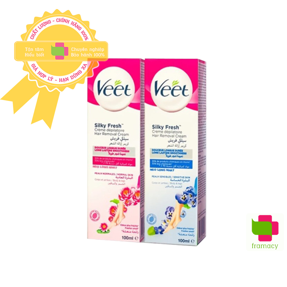 Kem tẩy lông Veet Silk & Fresh, Pháp cho da thường và da nhạy cảm