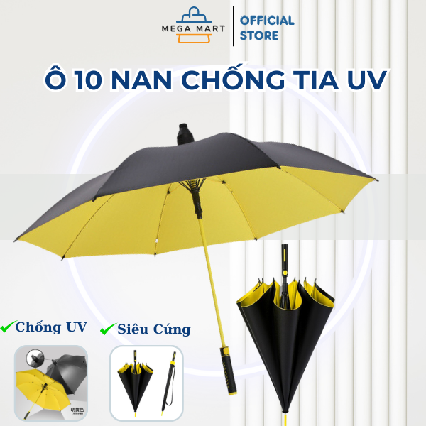 Ô tự động chống tia UV 10 nan cỡ lớn, Ô dù che mưa nắng tay cầm dài phù hợp đi 2-3 người