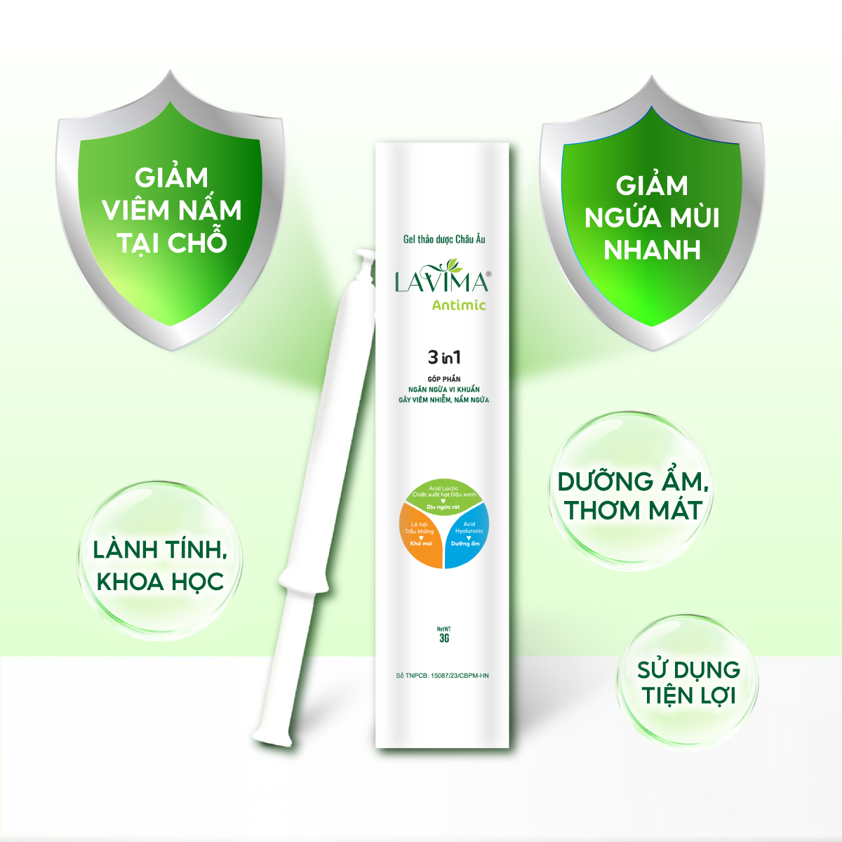 Gel Phụ Khoa Nữ Đũa Thần Inner Lavima Antimic Thảo Dược Giảm Viêm Nấm Ngứa Phụ Khoa Tại Chỗ Dạng Bút 3g