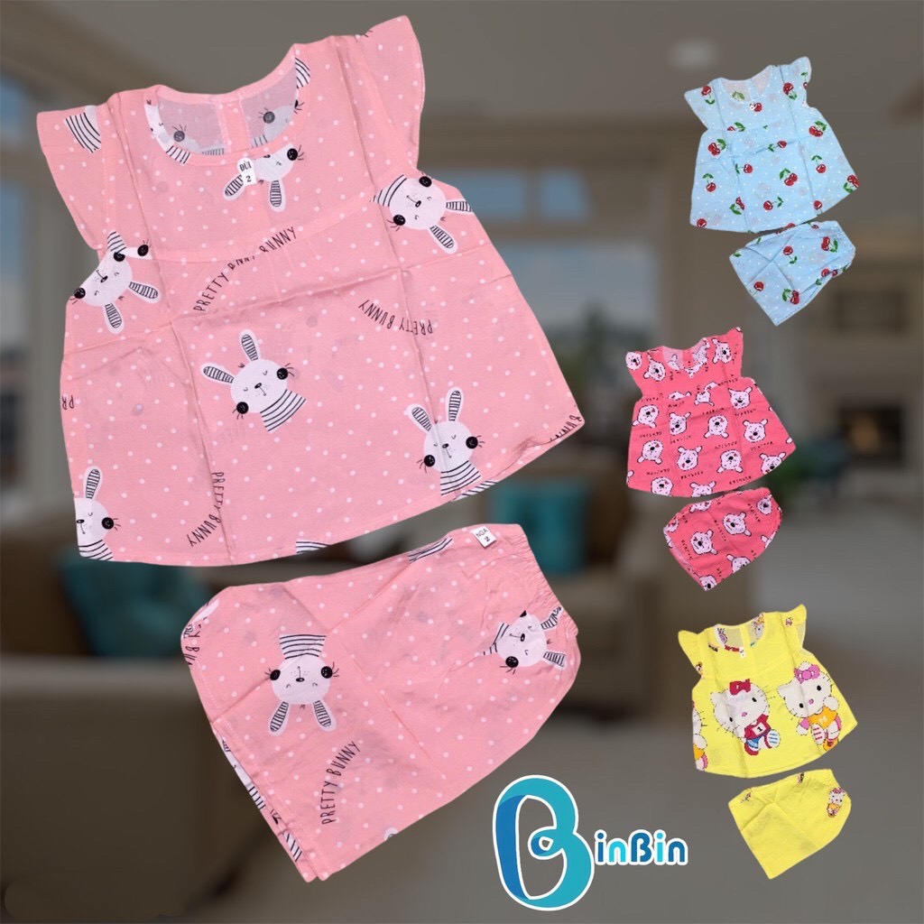 Đồ bộ bé gái vải lanh tole quần đùi cánh tiên