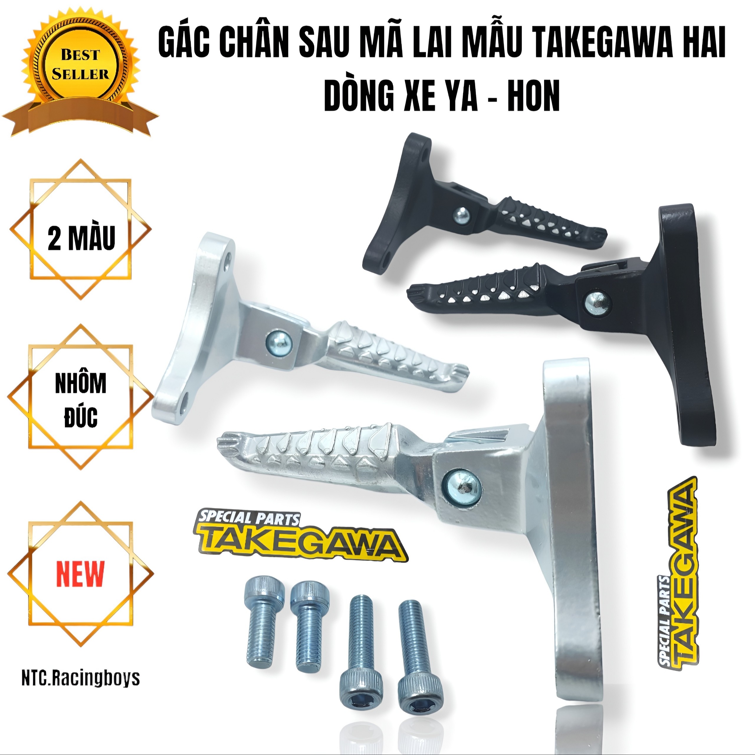 Gác chân sau Honda Yamaha giá 1 cặp kèm đủ phụ kiện lắp đặt