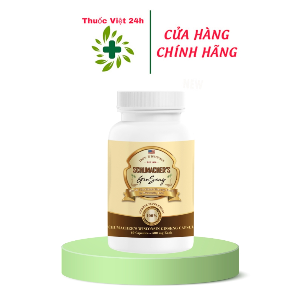 Schumacher’s Wisconsin Ginseng - Hỗ Trợ Tăng Cường Sức Khoẻ - Hộp 60 viên - ThuocViet24h