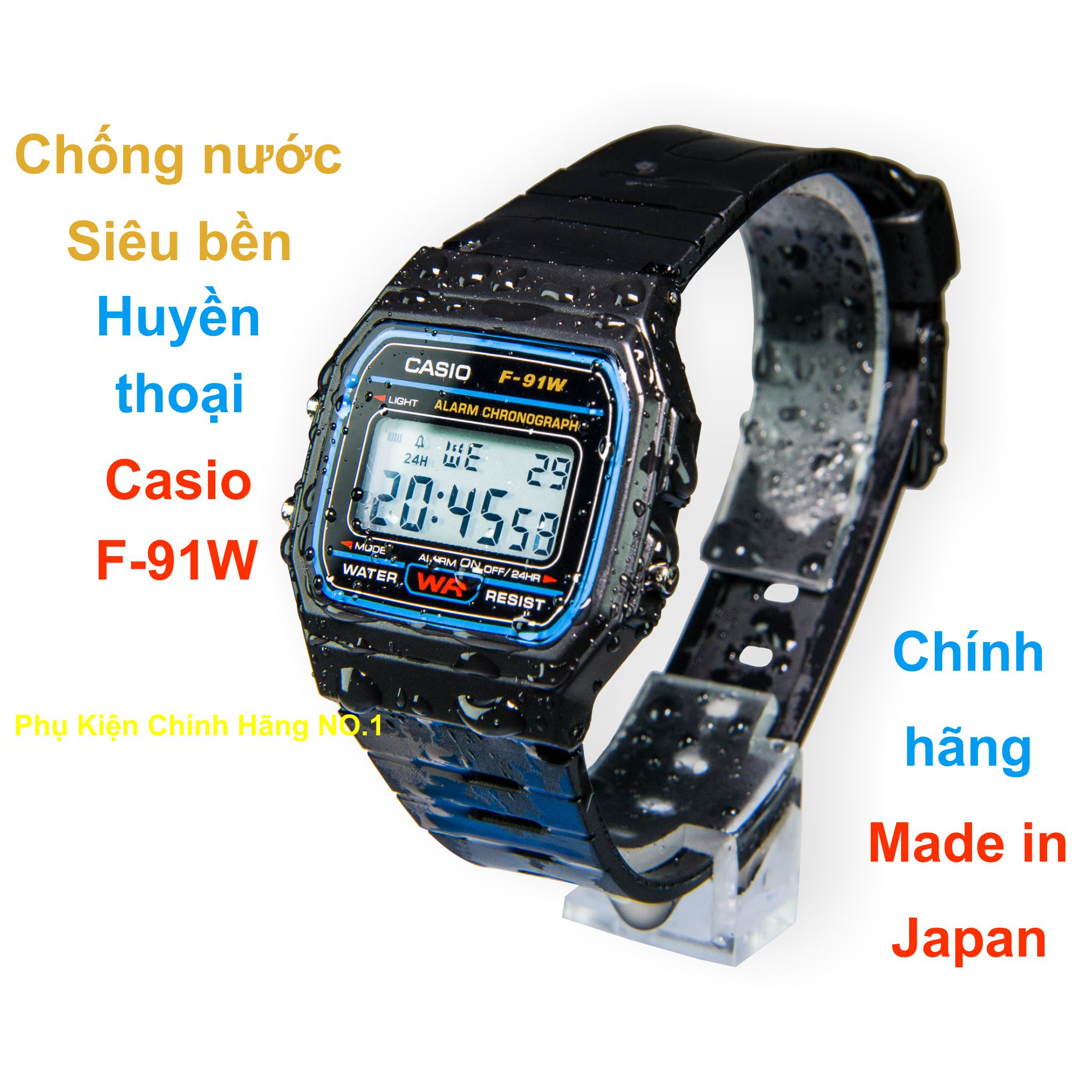 Đồng hồ Casio F91W Đồng hồ Casio Chống nước Siêu bền Đồng hồ Casio Huyền thoại