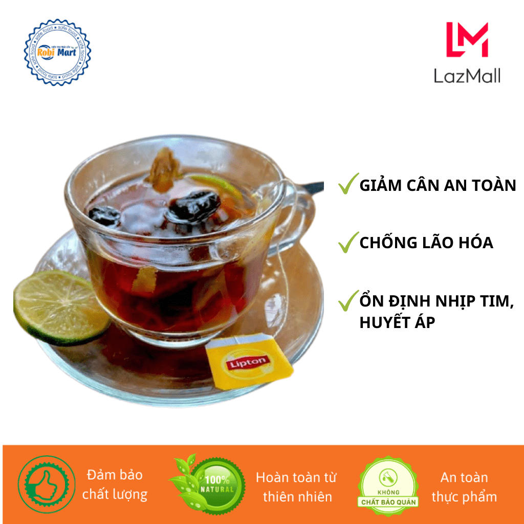 Trà Lipton xí muội cam thảo Robi Mart set 20 gói giảm cân, an thần dễ ngủ