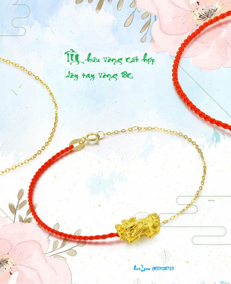 Charm Tỳ hưu Thiên Lộc kết hợp dây vàng 18k
