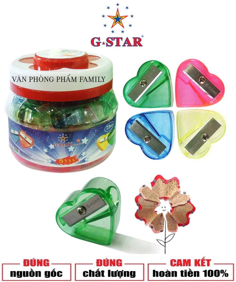 Hộp 72 cái chuốt viết chì G-STAR s-333 Với nhiều hình dáng trái tim dễ thương, màu sắc đa dạng