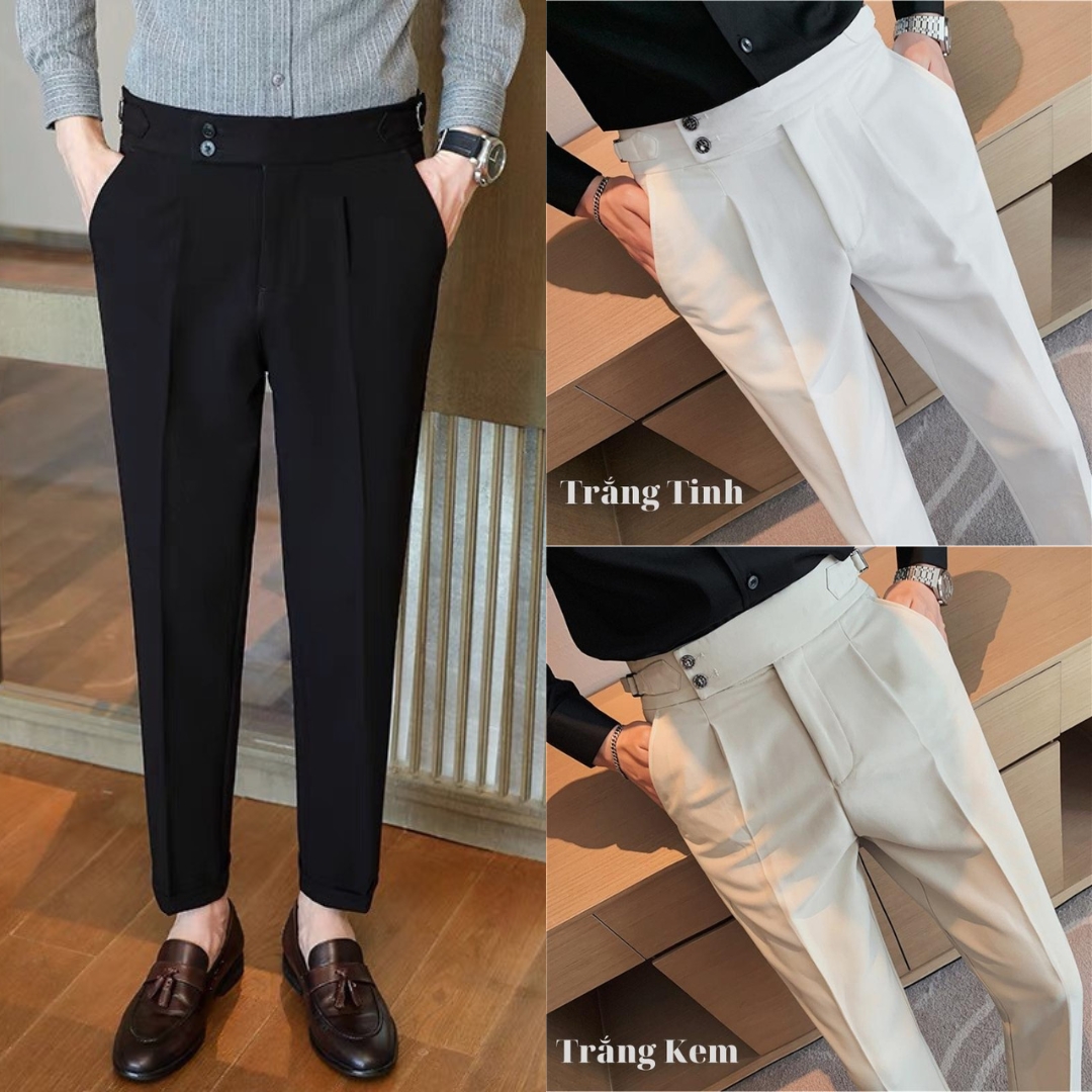 Quần Âu Nam Cạp Cao 2 Khuy Hàn Quốc Cao Cấp - kiểu mới , phong cách hàn quốc , Dáng Ôm Chuẩn
