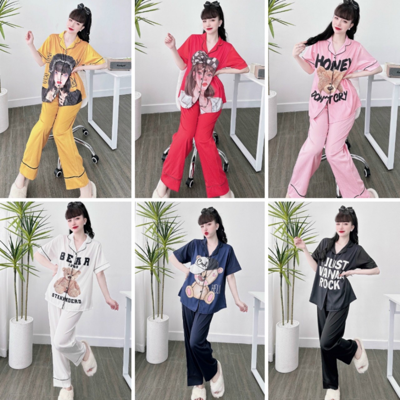 Đồ bộ quần dài tay ngắn bigsize lụa tơ xước ánh kim bigsize 50-100kg