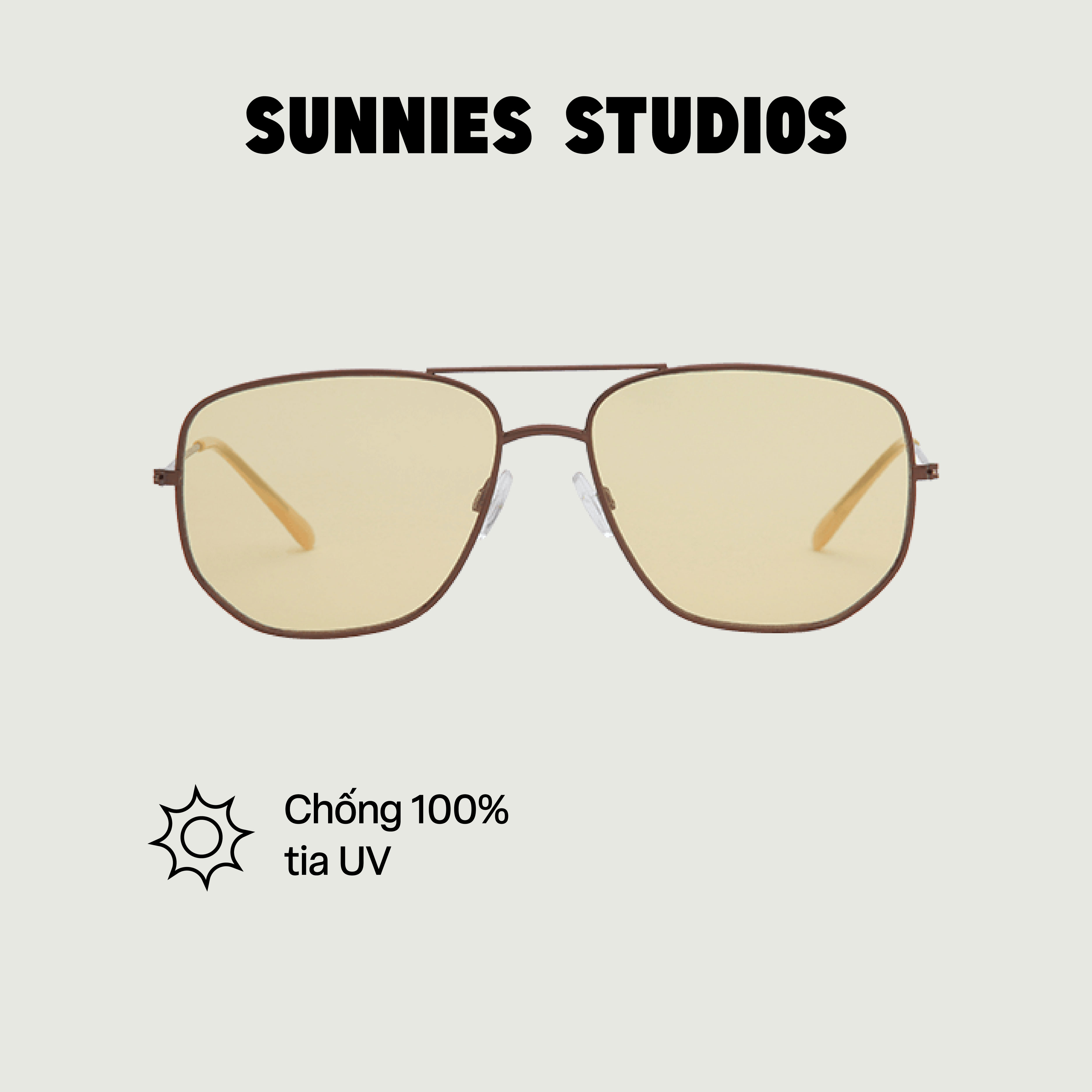 Kính mát Sunnies Studios Gọng Phi Công Dom in Flax
