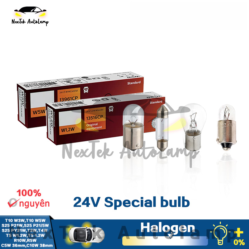 For philips t10 s25 t2w t4w t5 r5w r10w c5w 24v đèn halogen tiêu chuẩn đèn tín hiệu xe tải gốc
