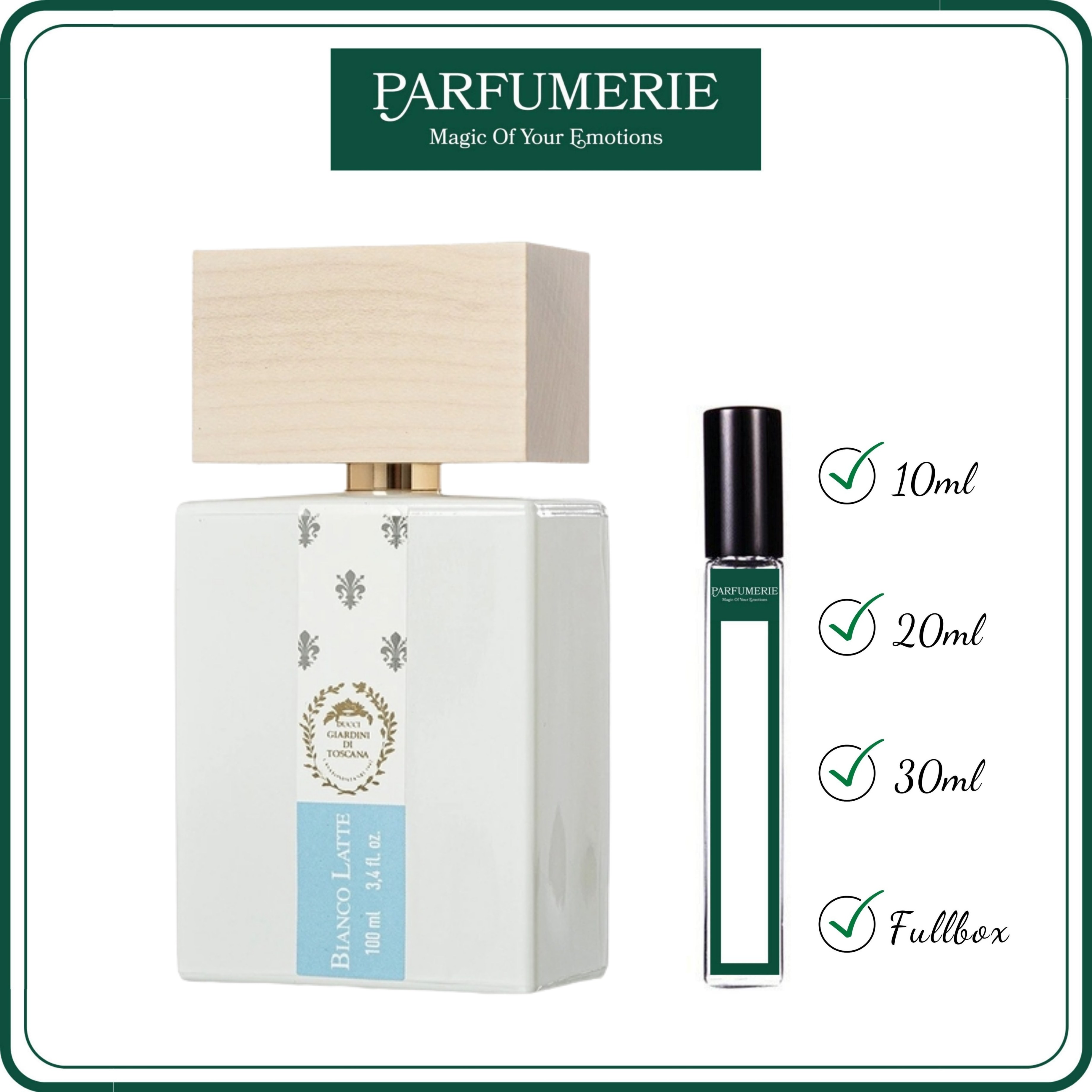 Nước hoa Bianco Latte - Hương thơm unisex Ngọt ngào, Cuốn hút, Tinh tế - Parfumerie Trial Size 10ml/20ml/30ml