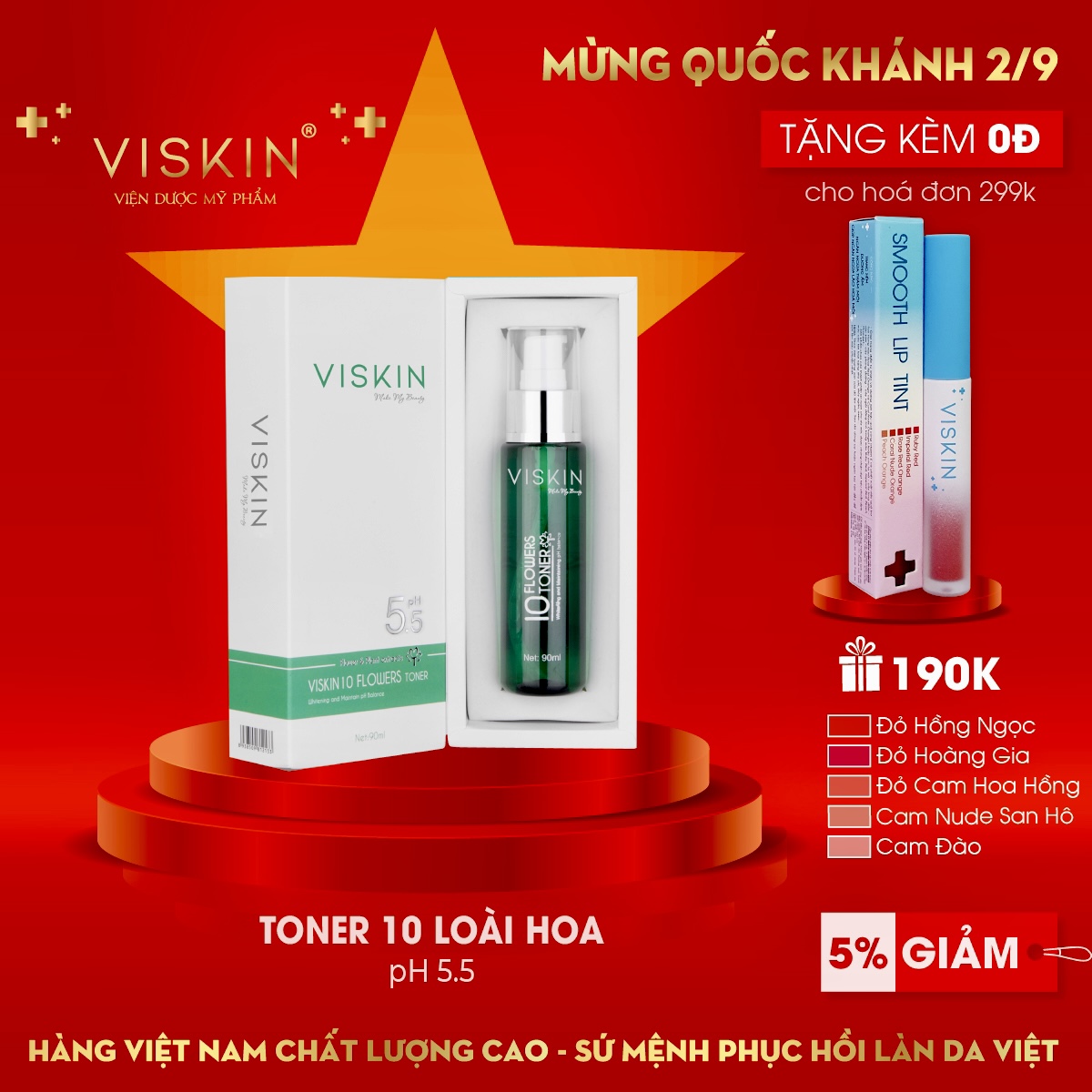 [HCM][CHÍNH HÃNG] TONER 10 LOÀI HOA VISKIN