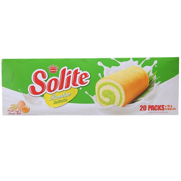 Bánh bông lan cuộn kem vị lá dứa Solite hộp 360g