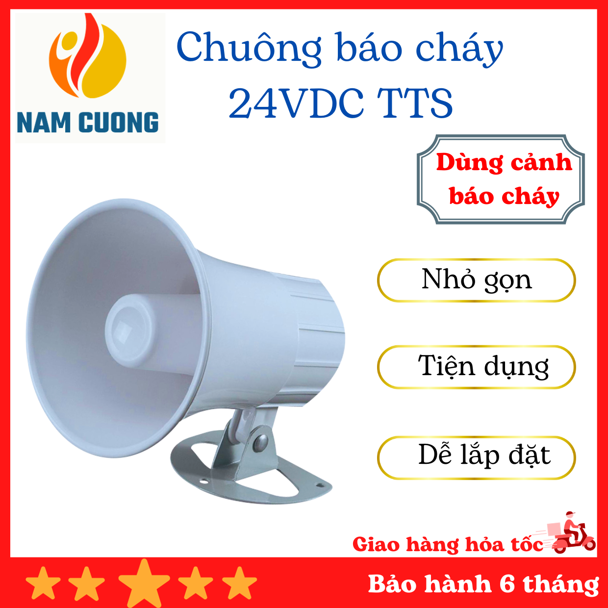 Còi Hú Báo Động TTS-12v 24V, còi hú công suất lớn, sử dụng cả trong nhà và ngoài trời