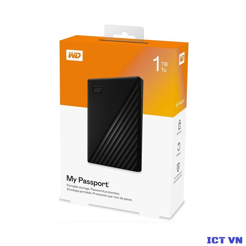 Ổ cứng di động wd my passport 1tb 2.5 inch usb 3.0 đen - wdbyvg0010bbk-wesn