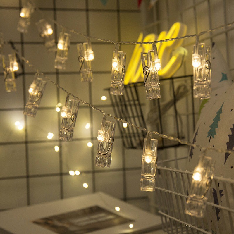 (SIÊU GIẢM GIÁ) Đèn LED 10 Bóng 1.5m Chạy Pin Dạng Kẹp Treo Ảnh