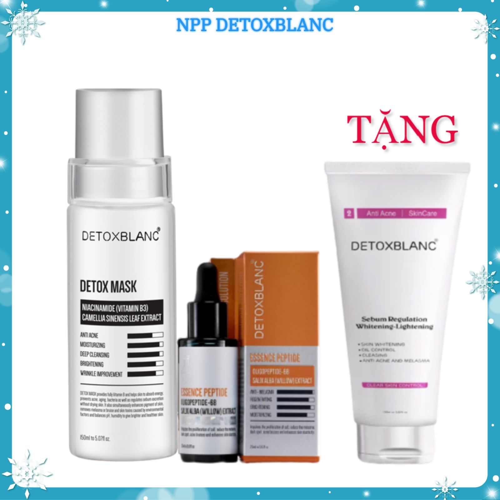 Combo xóa nám trắng da thải độc Detox Blanc tặng kèm sữa rửa mặt sinh học