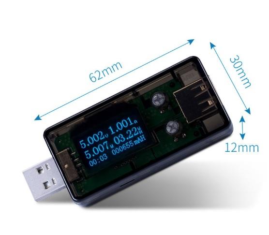 USB Tester màn hình OLED đo điện áp, dòng sạc cho điện thoại