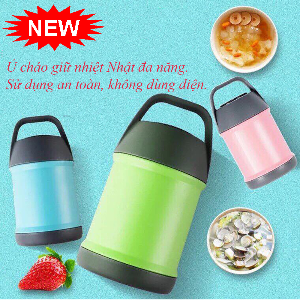 Bình Ủ Cháo Cho Bé, Ủ Cháo Thông Minh, Ủ Cháo Nhật Đa Năng. Bình Ủ Cháo Giữ Nhiệt Cao Cấp NHẬT BẢN Sử Dụng An Toàn,Không Cần Nấu, Thiết Kế Đẹp Mắt.Tặng 01 MÓC KHÓA SILICON.