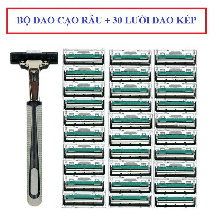Bộ dao cạo râu 30 lưỡi cao cấp cực bén  (1 dao, 30 lưỡi cạo 1 hộp đựng dao cạo) Tặng Kèm Kem Cạo Râu Cho Nam Giới