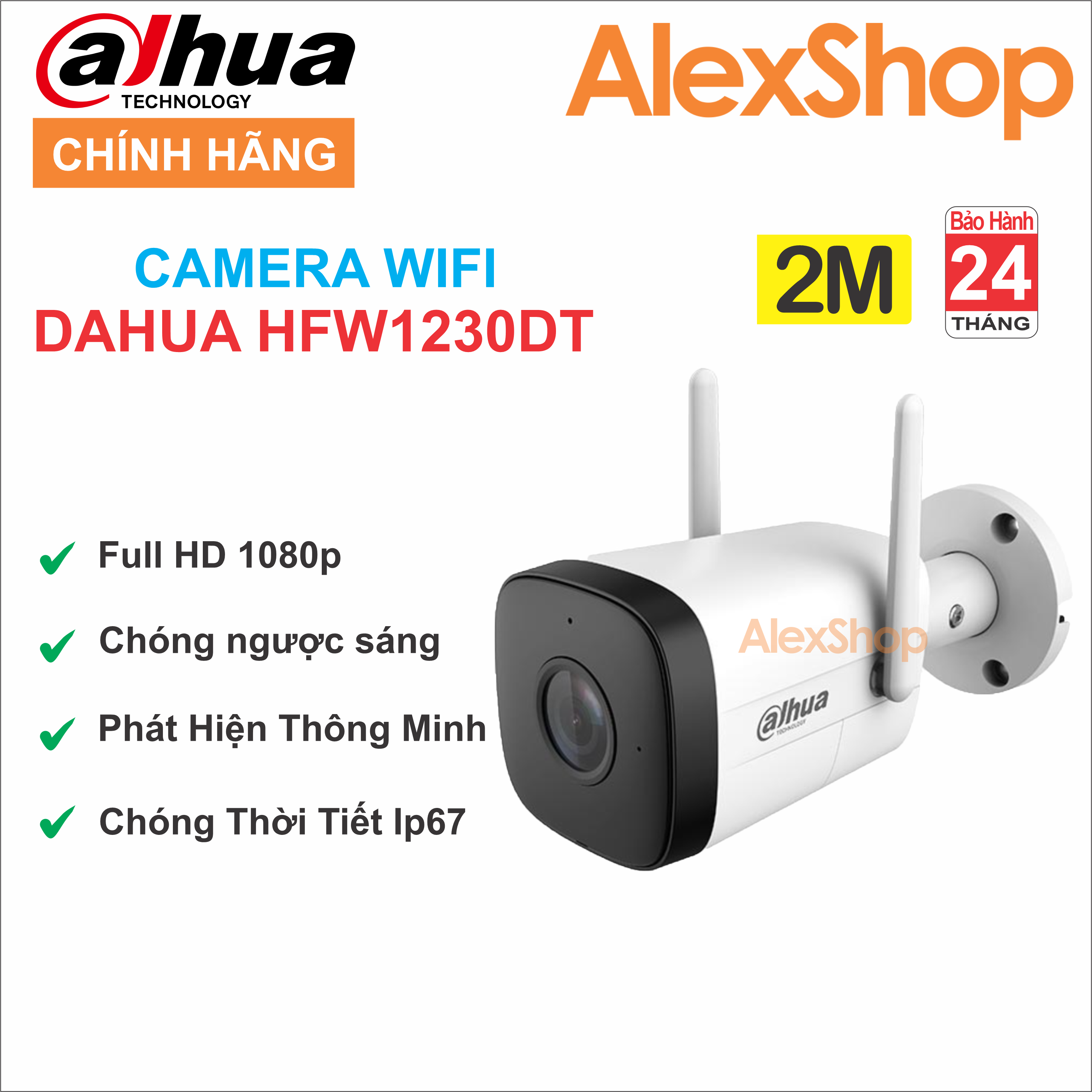 Camera wifi dahua 2m dh-ipc-hfw1230dt ngoài trời thông minh