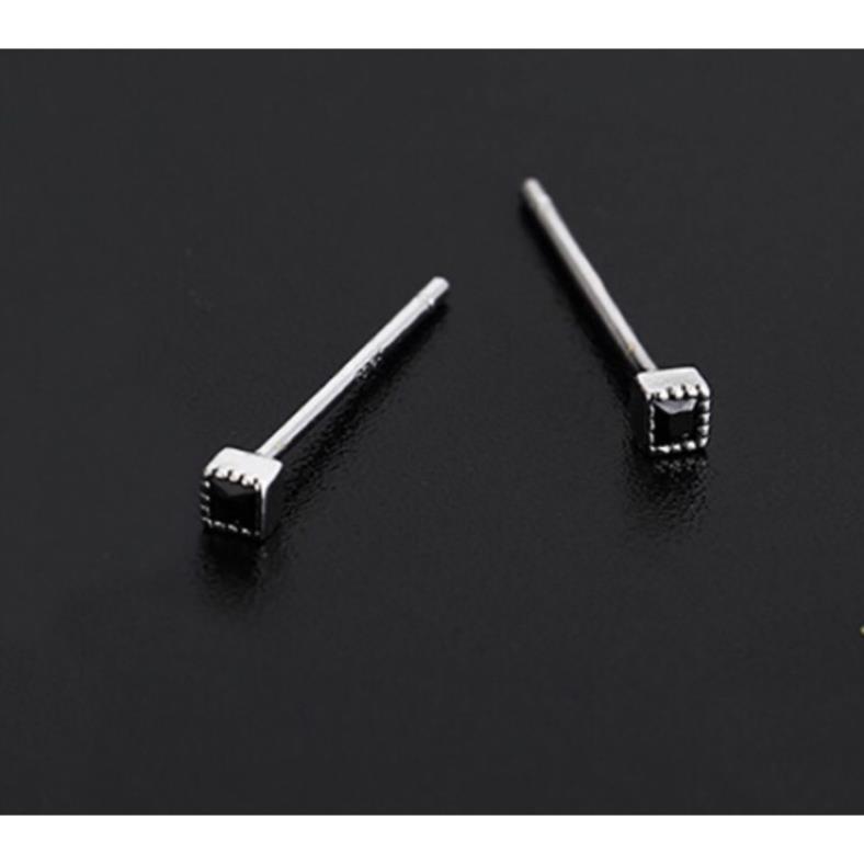 Bông tau Bạc nữ đá vuông mini (1 chiếc) Chất liệu Bạc 925