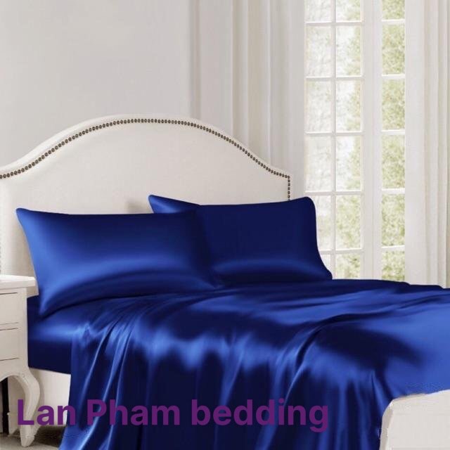 Ga - Drap Giường Lẻ Phi Lụa Lan Pham Bedding - Màu Xanh Biển