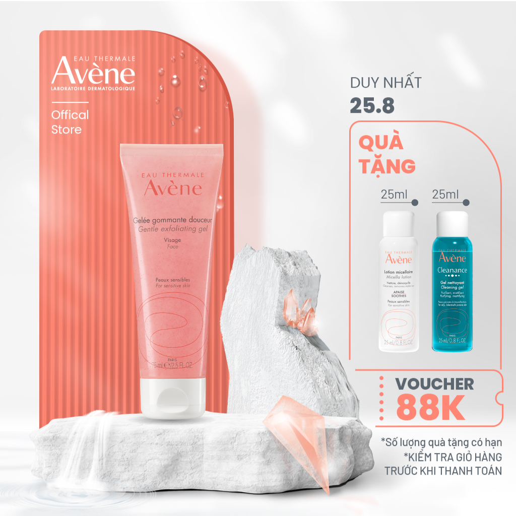 Gel tẩy tế bào chết dịu nhẹ cho da nhạy cảm avène gentle exfoliating gel 75ml