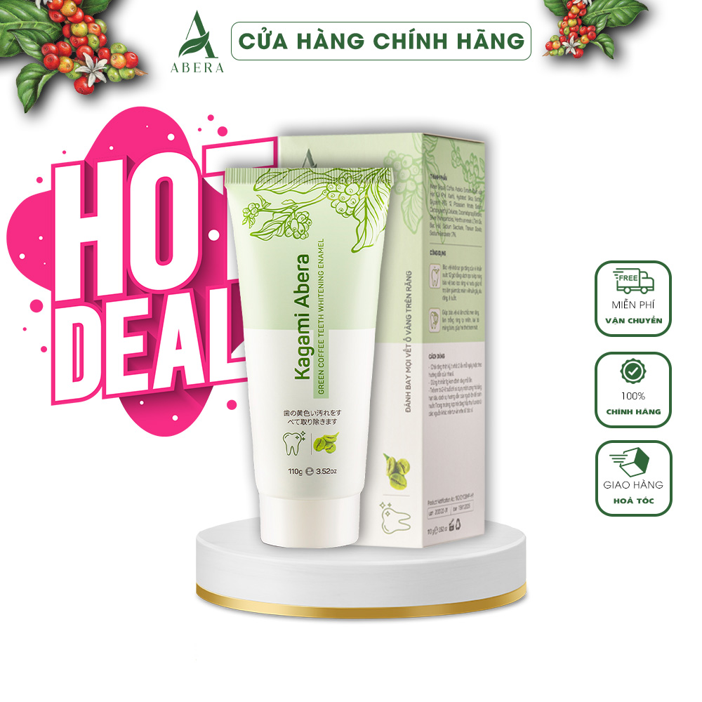 Men Trắng Răng Kagami Abera 110g - Loại Bỏ Nhanh Mọi Vết Ố Vàng Trên Răng